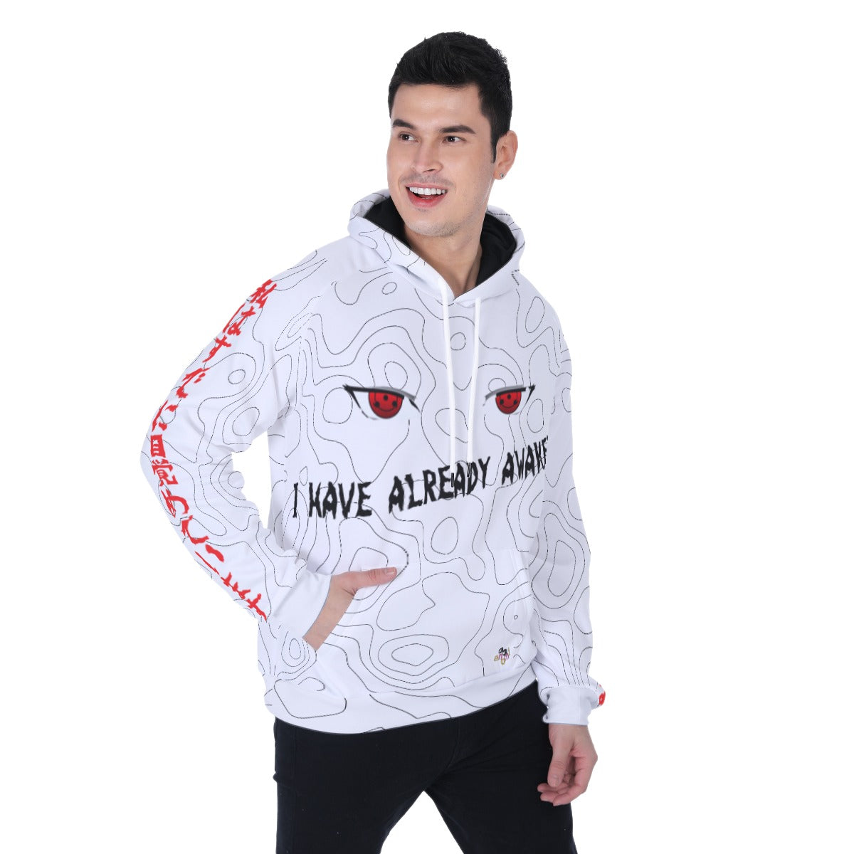 Sweat à capuche raglan en polaire épaisse "J'AI DÉJÀ RÉVEILLÉ"