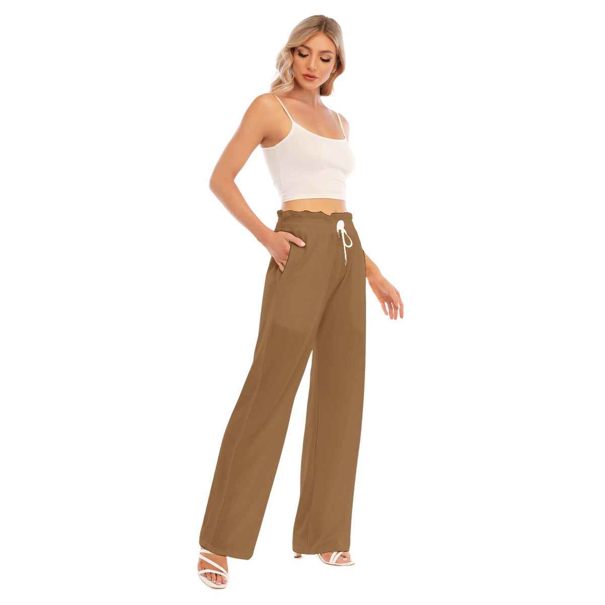 Aanomlee Patch Waist Fungus Edge Wide-leg Pants