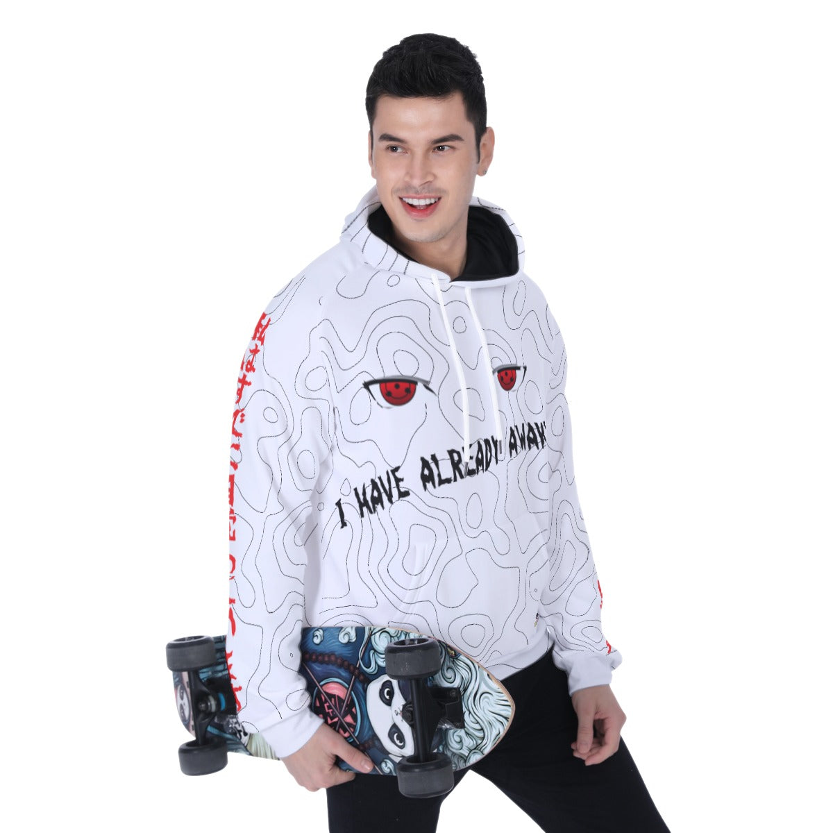 Sweat à capuche raglan en polaire épaisse "J'AI DÉJÀ RÉVEILLÉ"