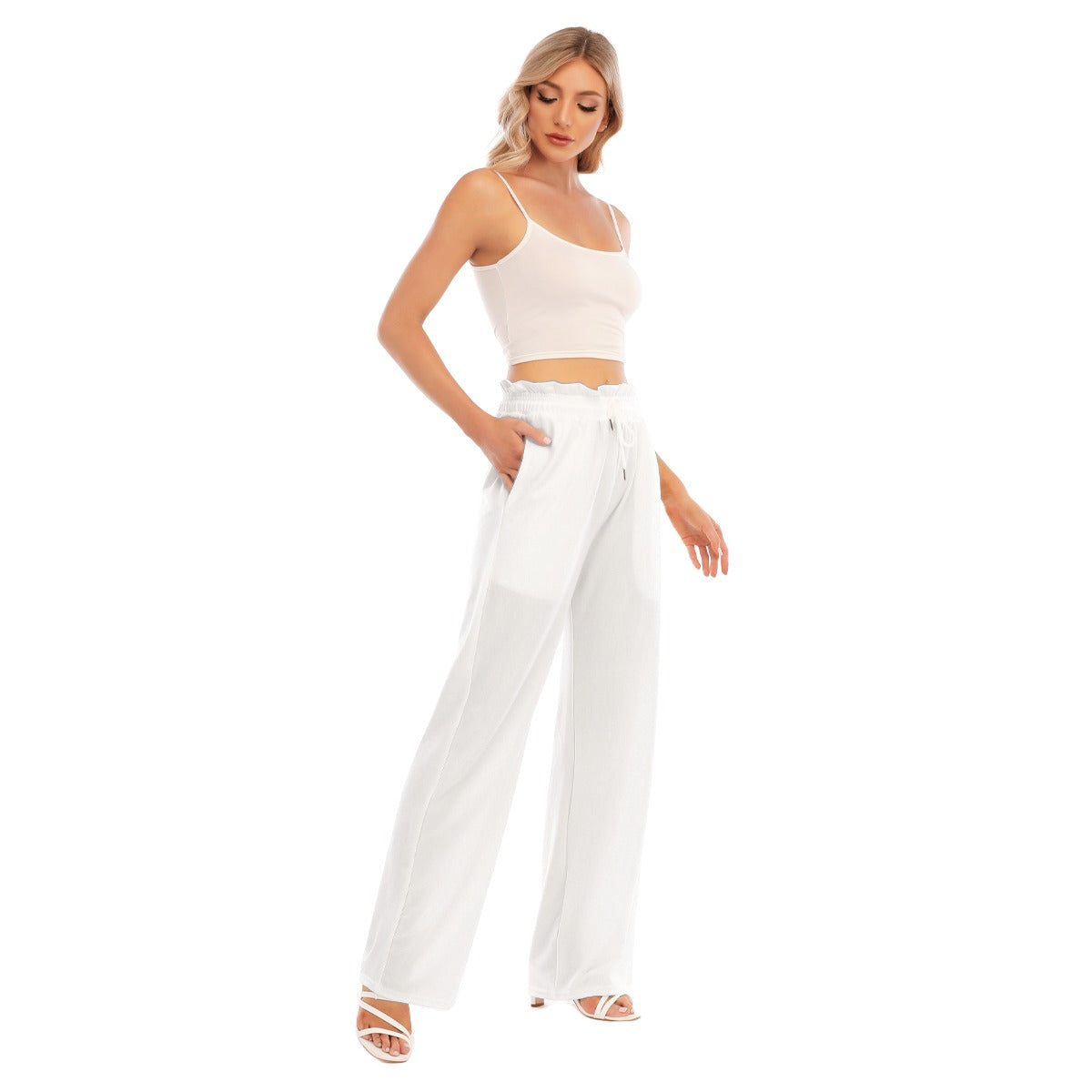Aanomlee Patch Waist Fungus Edge Wide-leg Pants