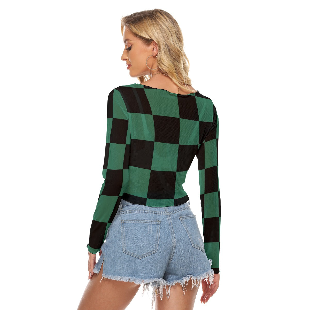 "KAMADO" Mesh Long Sleeve Crop Top