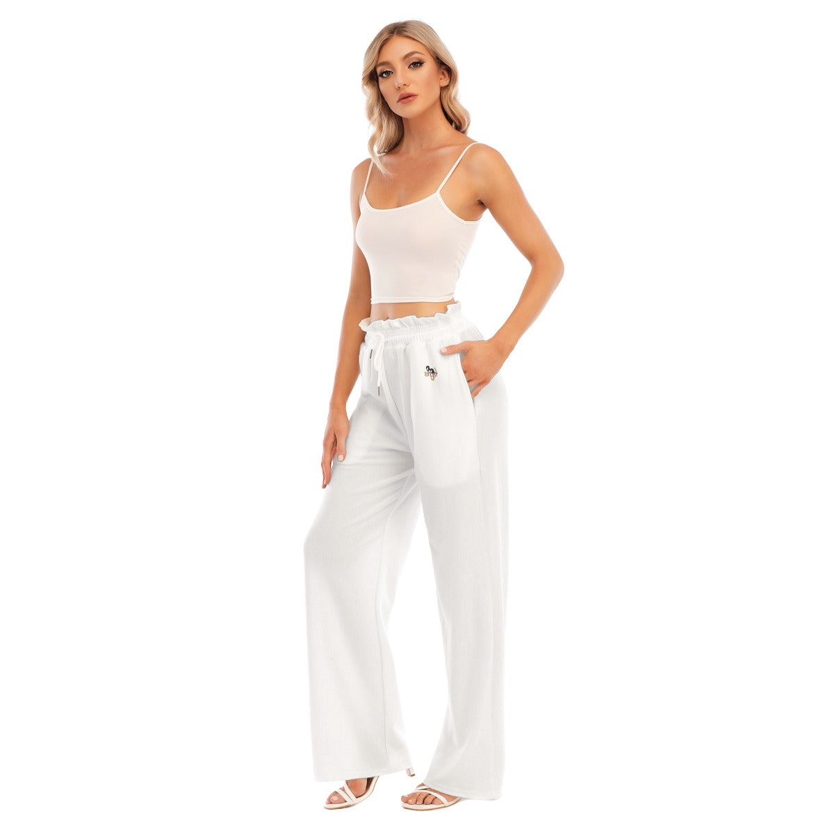 Aanomlee Patch Waist Fungus Edge Wide-leg Pants