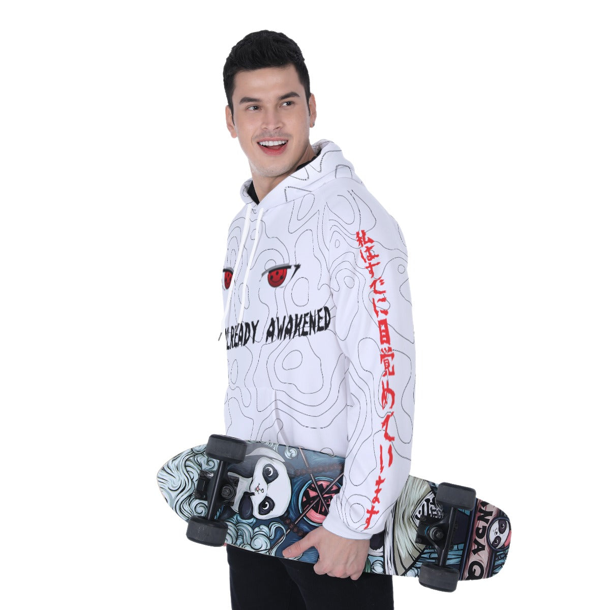 Sweat à capuche raglan en polaire épaisse "J'AI DÉJÀ RÉVEILLÉ"