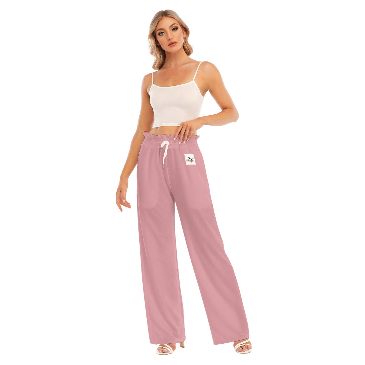 Aanomlee Patch Waist Fungus Edge Wide-leg Pants