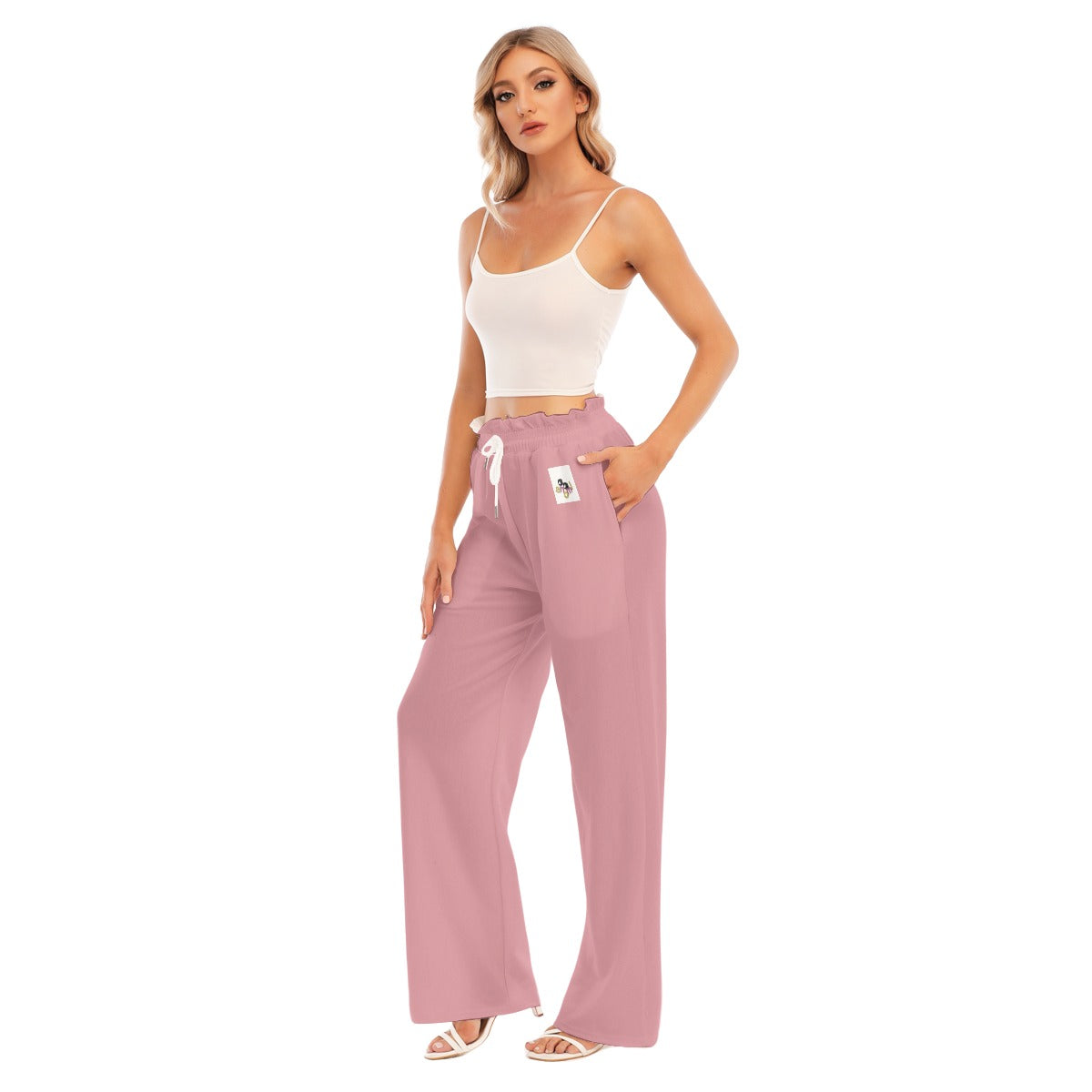 Aanomlee Patch Waist Fungus Edge Wide-leg Pants