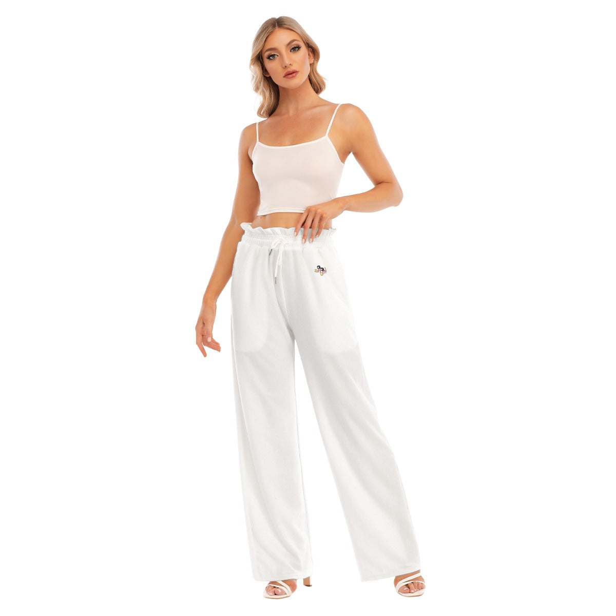 Aanomlee Patch Waist Fungus Edge Wide-leg Pants