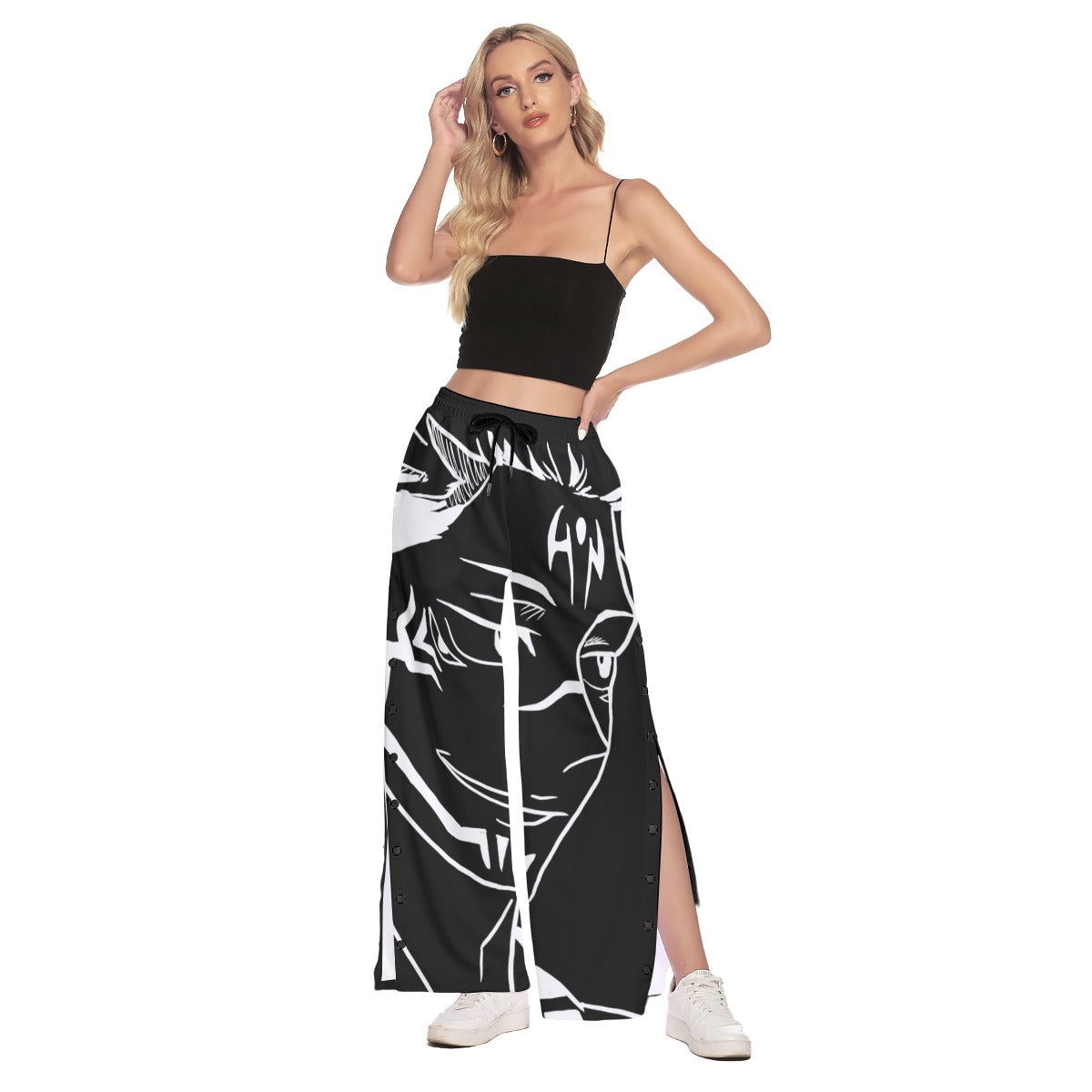 "CURSED KING" Side Slit Snap Button Pants