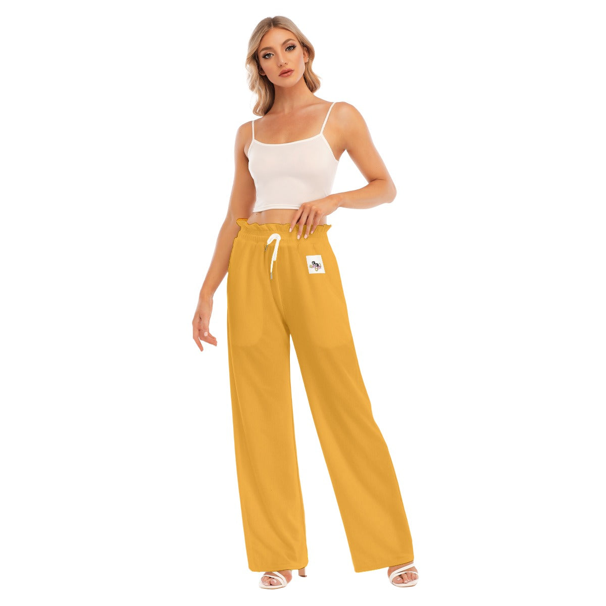 Aanomlee Patch Waist Fungus Edge Wide-leg Pants