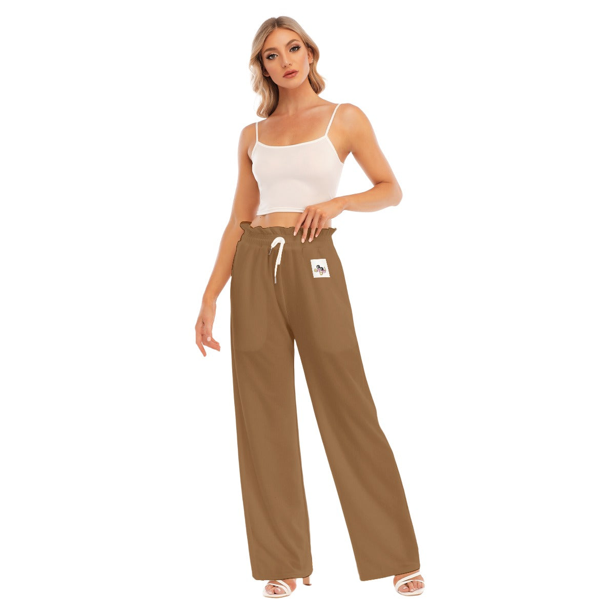 Aanomlee Patch Waist Fungus Edge Wide-leg Pants