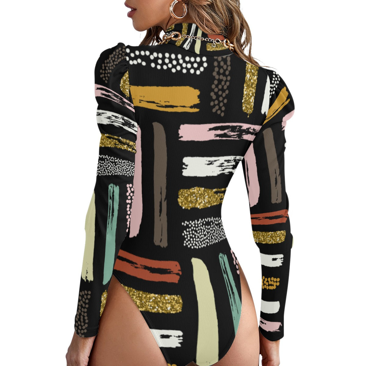 Basic Puffed Sleeve Turtleneck Bodysuit