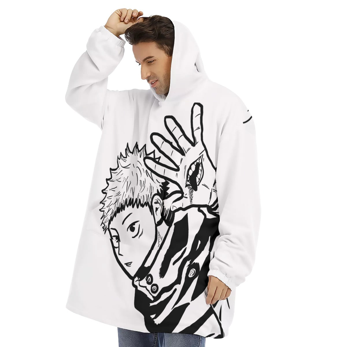 Couverture à capuche en polaire Sherpa "CURSED KING VESSEL"