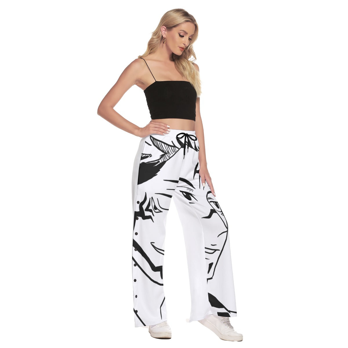 "CURSED KING" Side Slit Snap Button Pants