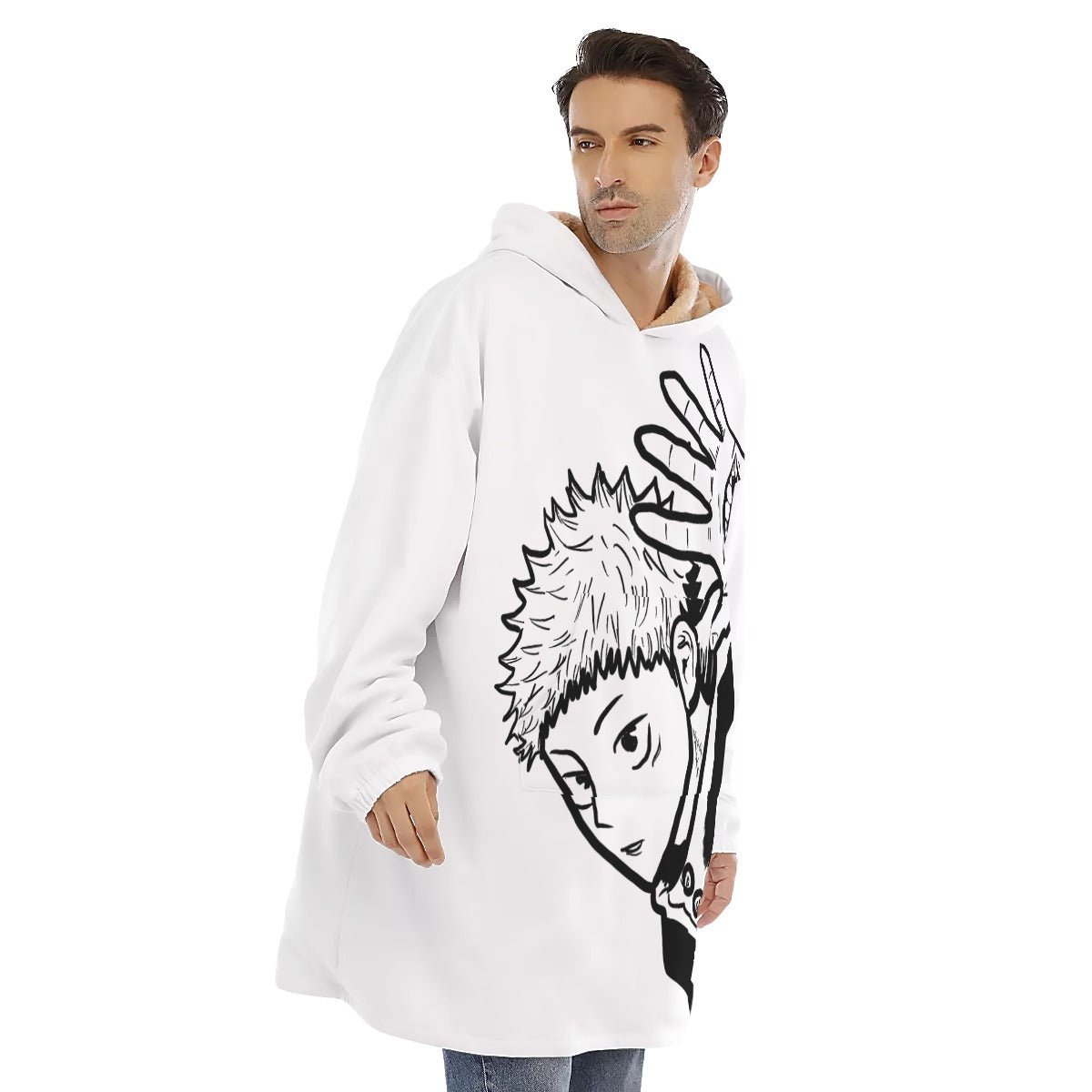 Couverture à capuche en polaire Sherpa "CURSED KING VESSEL"