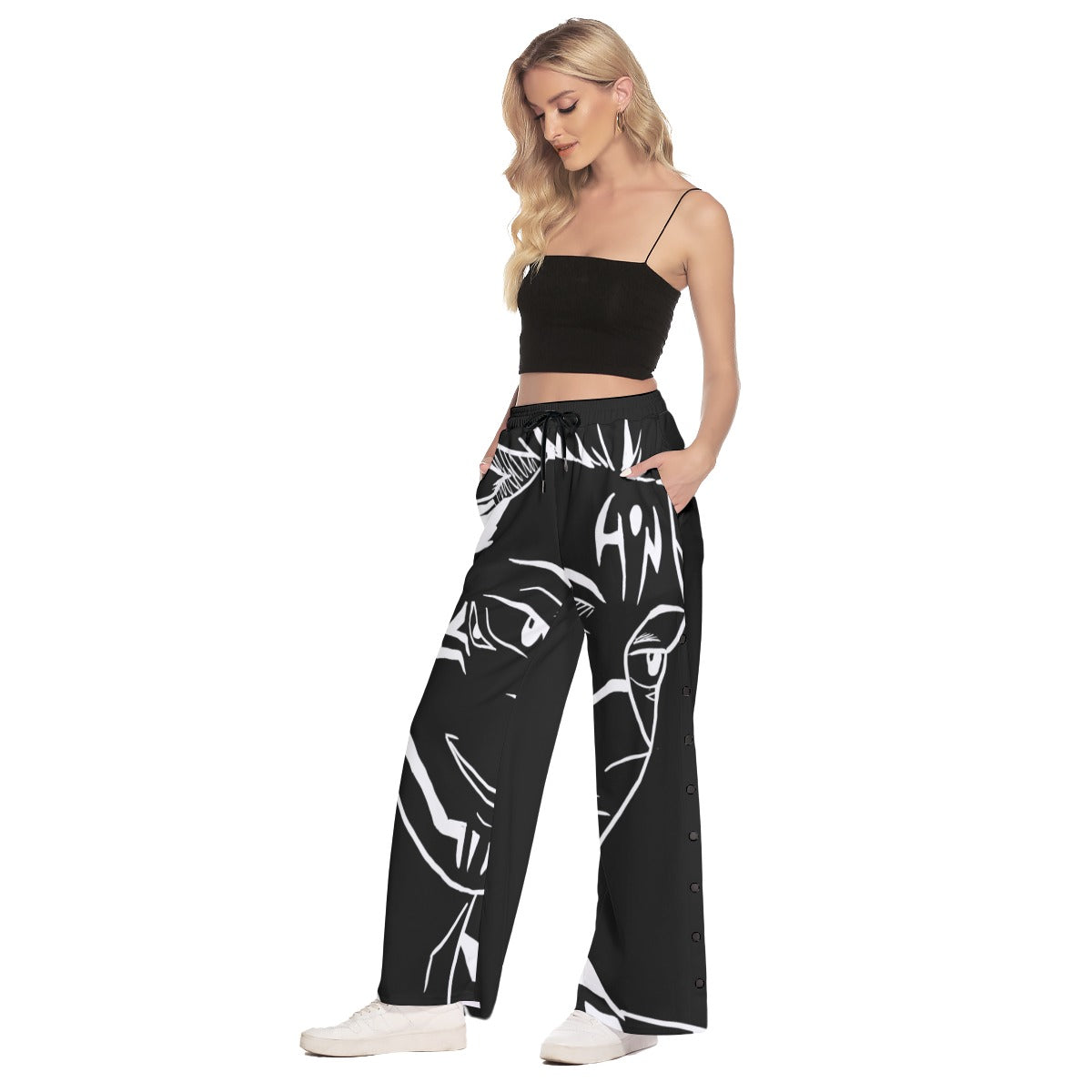 "CURSED KING" Side Slit Snap Button Pants