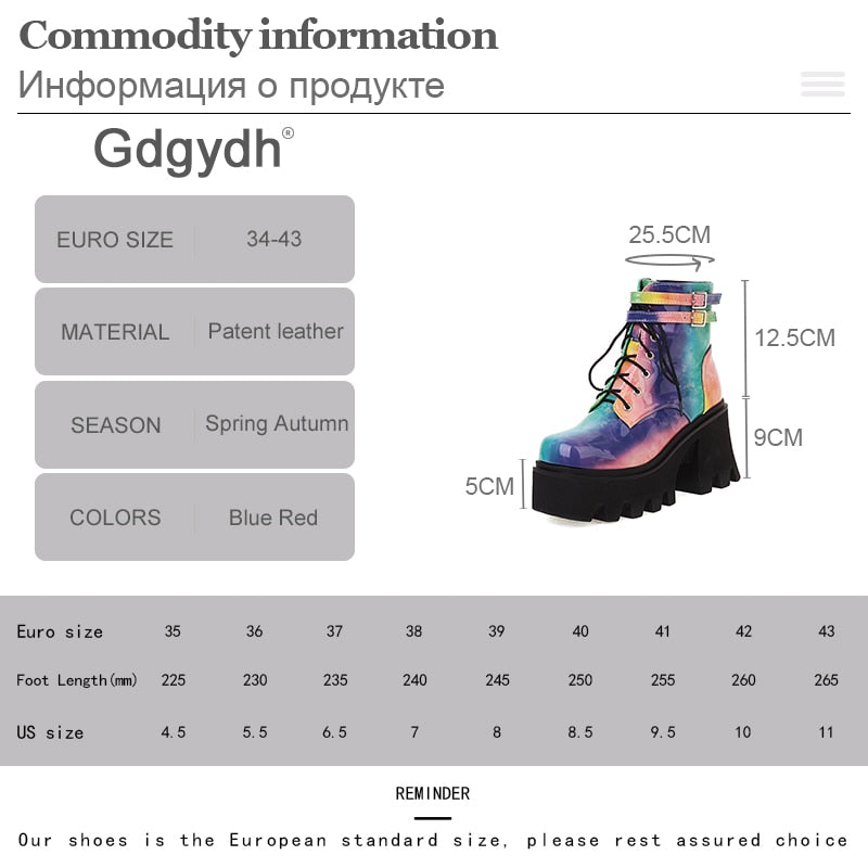 Gdgydh Tie - Bottes à plateforme épaisse avec sangle en dentelle teintée