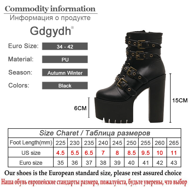 Gdgydh Bottines plateforme à rivets noires