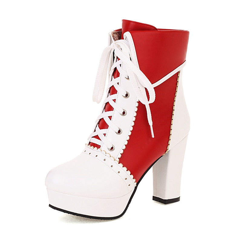 Gdgydh Lace Detail Heel Booties