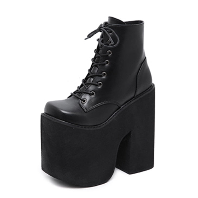 Gdgydh 17cm Chunky Platform Heel Boots