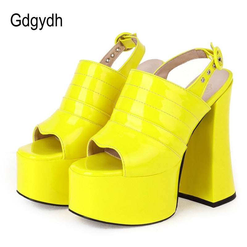 Gdgydh Peep Toe Slingback Platform Pump Heels