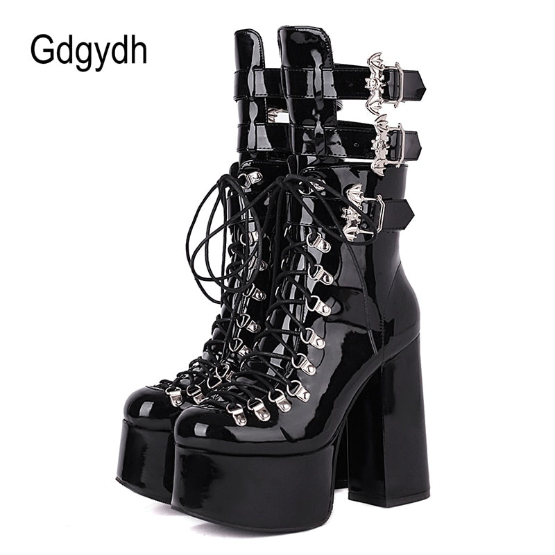 Gdgydh – bottes à talons plateforme et sangle avec boucle de nuit