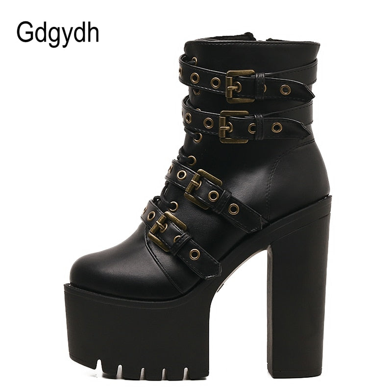 Gdgydh Bottines plateforme à rivets noires