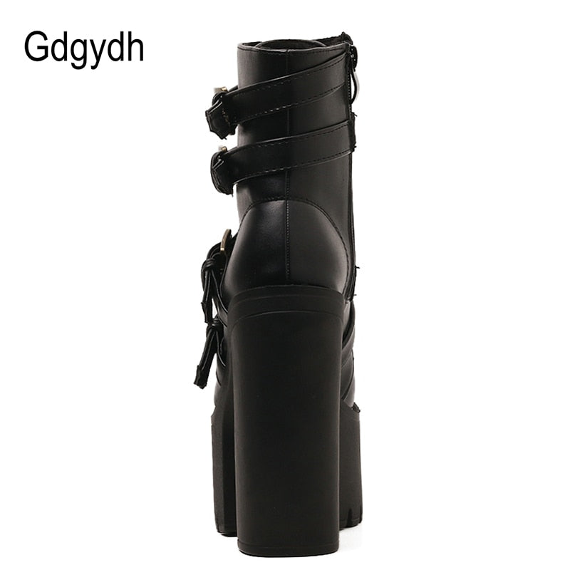 Gdgydh Bottines plateforme à rivets noires