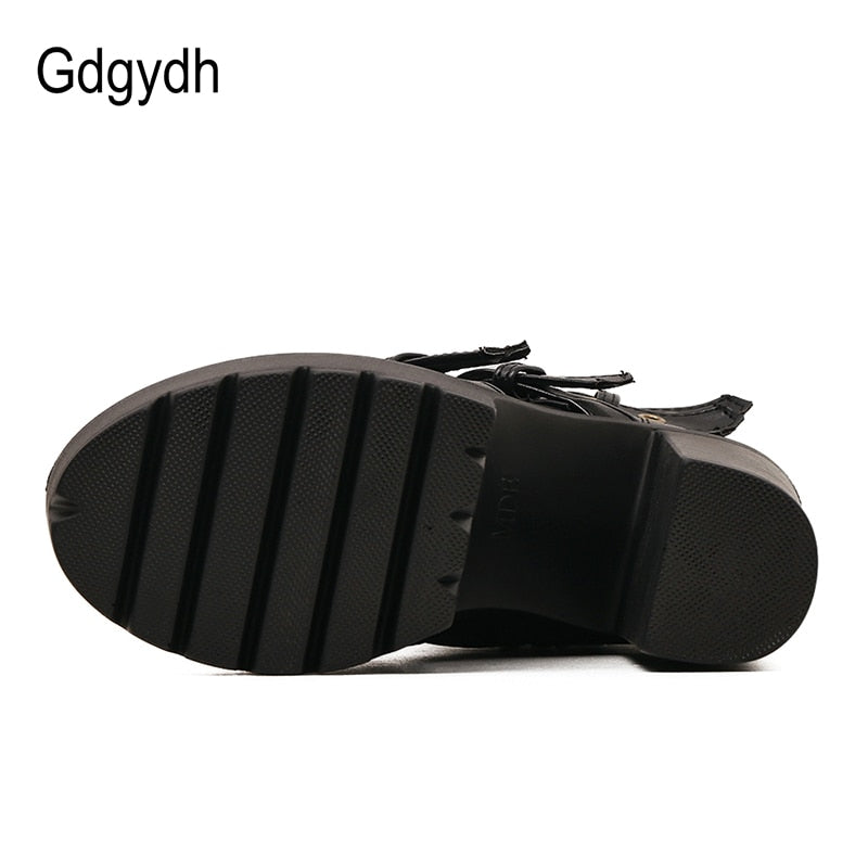 Gdgydh Bottines plateforme à rivets noires