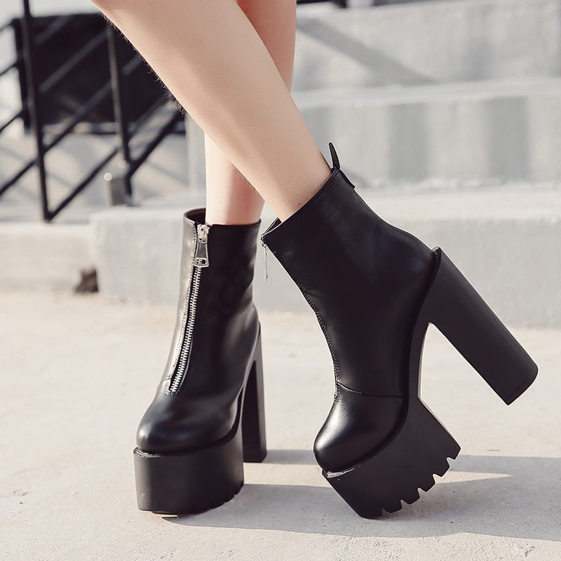 Gdgydh High Ankle Platform Booties