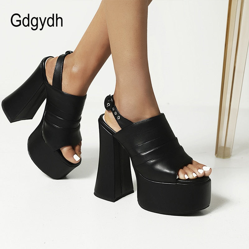 Gdgydh Peep Toe Slingback Platform Pump Heels