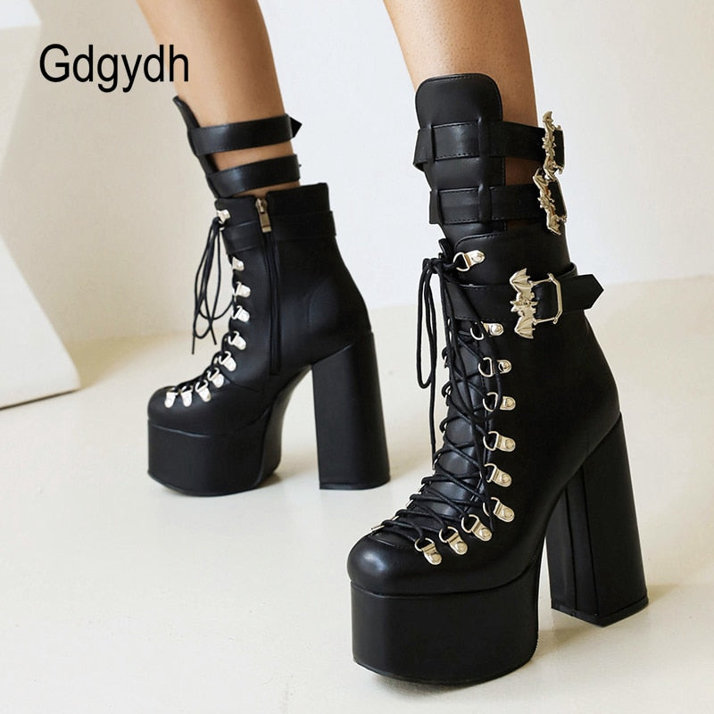 Gdgydh – bottes à talons plateforme et sangle avec boucle de nuit