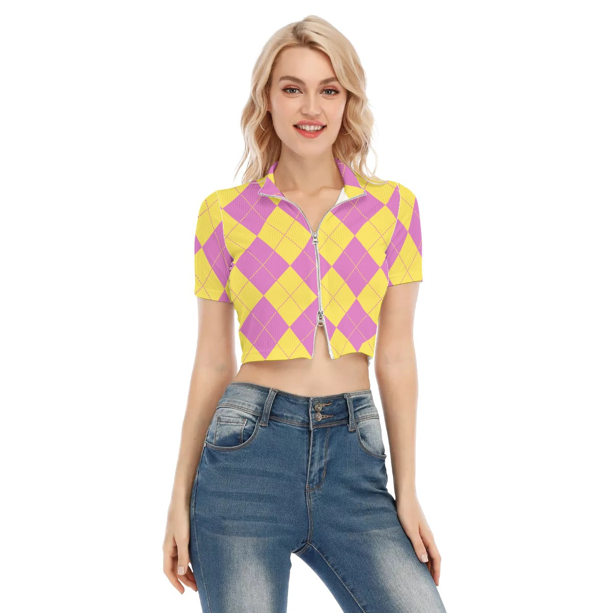 "TAINTED"  Two-Way Zipper Crop Top
