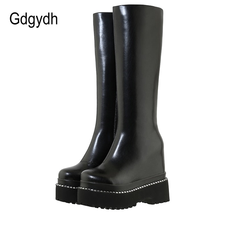 Gdgydh Raincoat Platform Wedge Boots