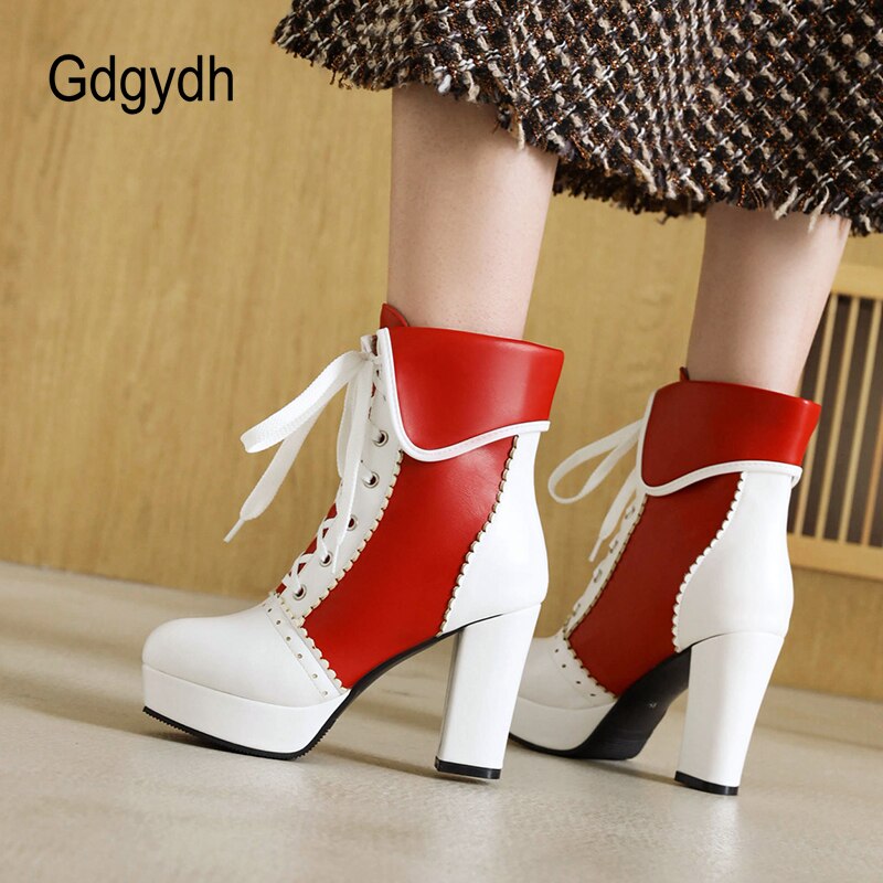 Gdgydh Lace Detail Heel Booties