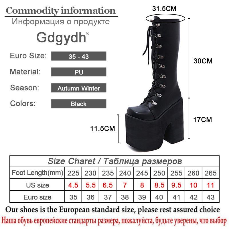 Gdgydh Laced 17cm High Platform Boots