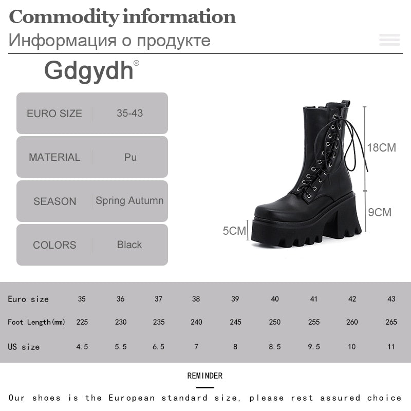 Gdgydh Side Lace Up Platform Boots
