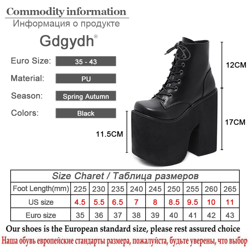 Gdgydh 17cm Chunky Platform Heel Boots